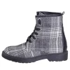 Anfibi in tessuto tweed con lacci neri made in italy studio creazioni