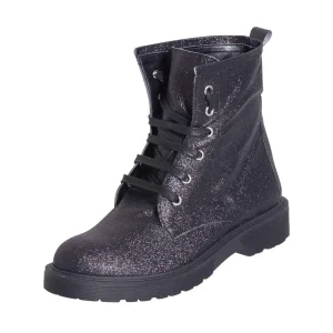 Anfibi scarpe neri in glitter fino made in italy - Studio Creazioni