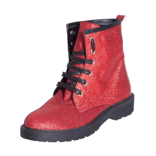 Anfibi scarpe rossi in glitter fino made in italy - Studio Creazioni