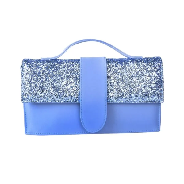 Borsa a mano in glitter e raso turchese