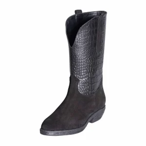Camperos donna made in italy altezza polpaccio in camoscio nero cocco