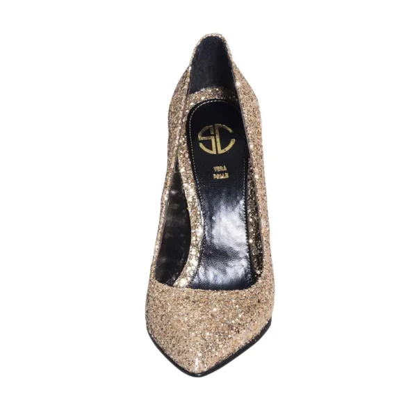 Decoltè a punta in glitter made in italy con tacco - Studio Creazioni