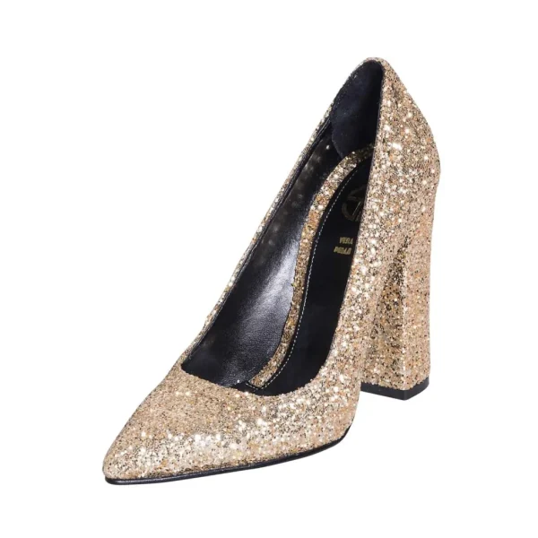 Decoltè a punta in glitter made in italy con tacco - Studio Creazioni