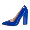 Decoltè donna con tacco largo in vernice blu made in italy 2018