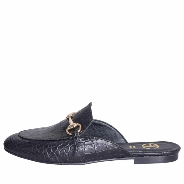 Mocassini a sabot in cocco nero made in italy - Studio Creazioni