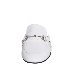 Mocassino donna sabot bianco con morsetto stile gucci made in italy