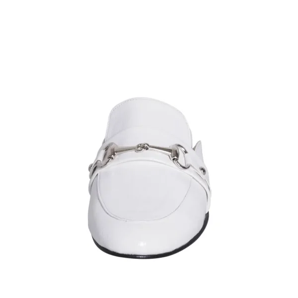 Mocassino donna sabot bianco con morsetto stile gucci made in italy
