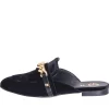 Sabot donna neri velluto con catena oro made in italy studio creazioni