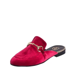 Sabot donna velluto bordeaux morsetto oro studio creazioni