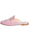 Sabot donna velluto cipria morsetto oro studio creazioni made in italy