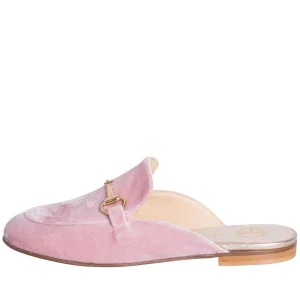 Sabot donna velluto cipria morsetto oro studio creazioni made in italy