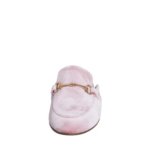 Sabot donna velluto cipria morsetto oro studio creazioni made in italy
