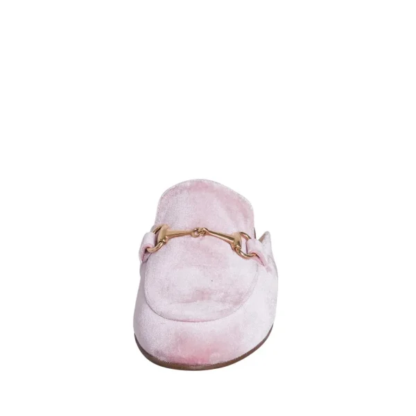 Sabot donna velluto cipria morsetto oro studio creazioni made in italy