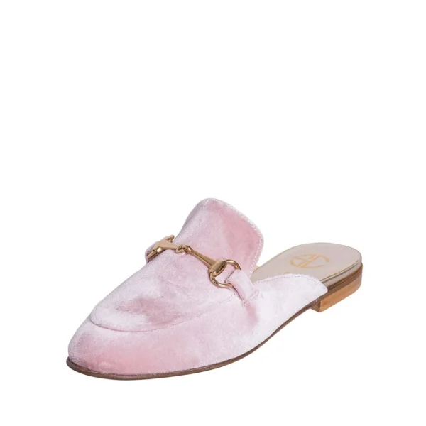 Sabot donna velluto cipria morsetto oro studio creazioni made in italy