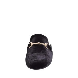 Sabot donna velluto nero morsetto oro studio creazioni made in italy