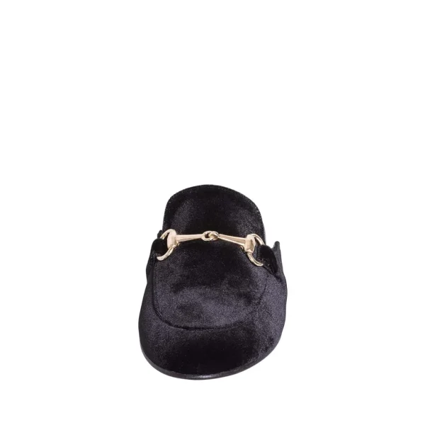 Sabot donna velluto nero morsetto oro studio creazioni made in italy