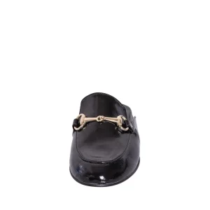 Sabot donna vernice nero morsetto oro studio creazioni made in italy
