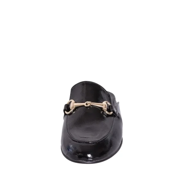 Sabot donna vernice nero morsetto oro studio creazioni made in italy