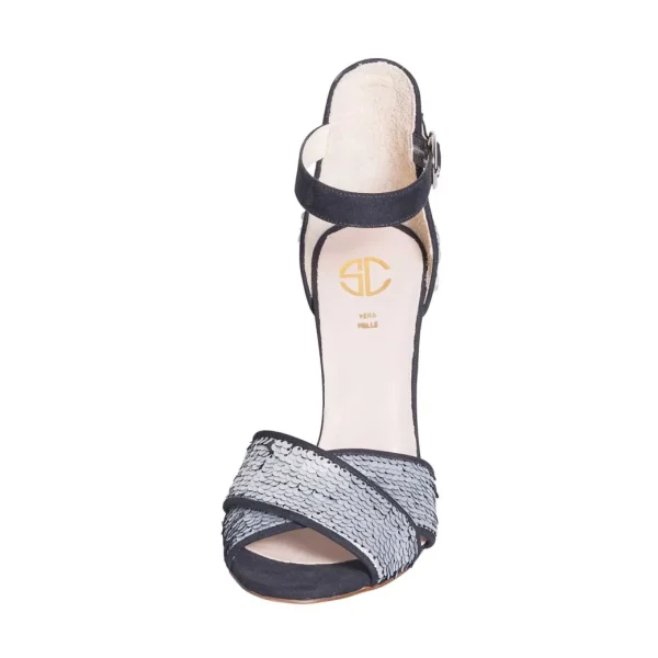 Sandali argento con paillettes scriventi bicolore - Studio Creazioni
