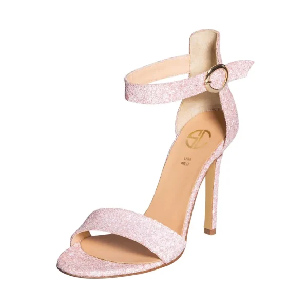Sandali con tacco a spillo in vernice cipria made in italy estate 2021