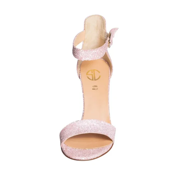 Sandali con tacco a spillo in vernice cipria made in italy estate 2021