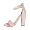 Sandali con tacco alto cipria camoscio con riporti glitter made in italy