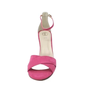Sandali con tacco camoscio fucsia