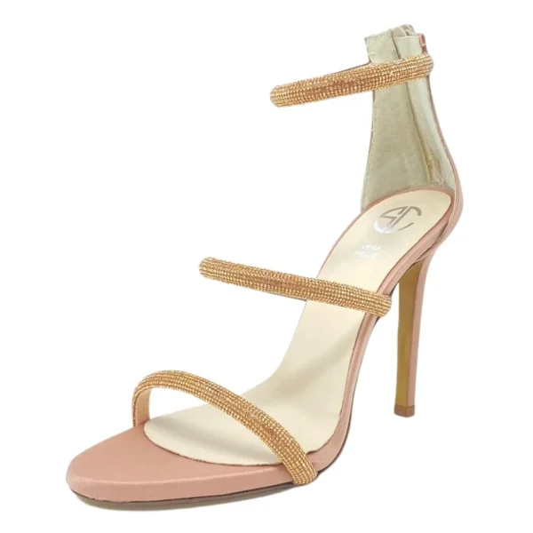 Sandali con tacco e cinturini strass