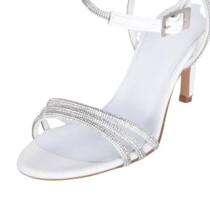 Sandali da sposa con strass e tacco spillo