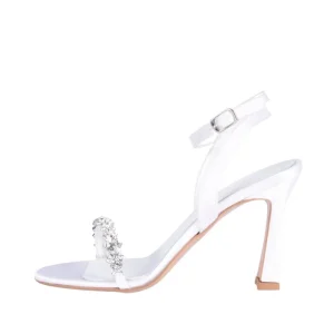 Sandali gioiello sposa raso bianco
