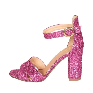 Sandali glitter fuxia made in italy tacco 9 cm creazioni uniche