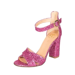 Sandali glitter fuxia made in italy tacco 9 cm creazioni uniche