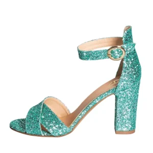 Sandali glitter verde made in italy tacco 9 cm creazioni uniche