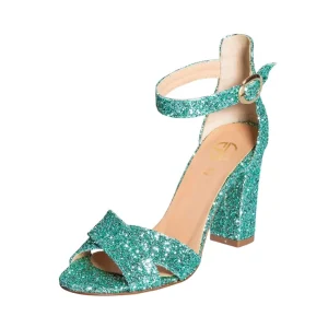 Sandali glitter verde made in italy tacco 9 cm creazioni uniche
