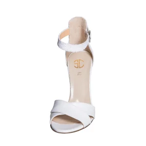 Sandali sposa bianchi tacco alto e glitter particolari made in italy