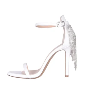 Sandali sposa in raso bianco con di strass