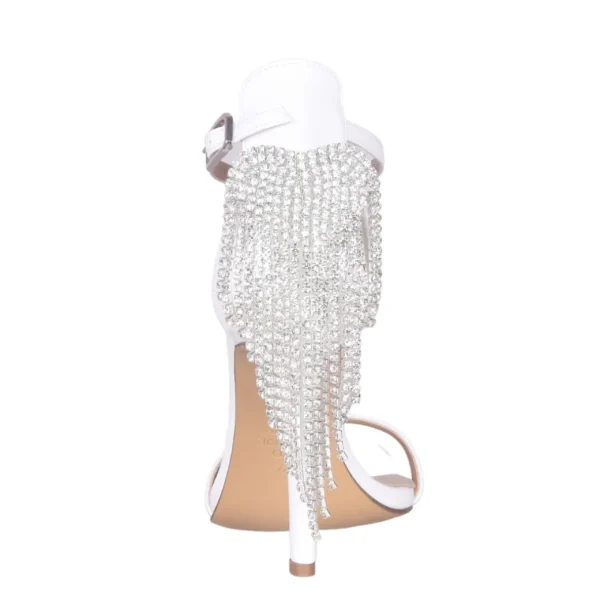 Sandali sposa in raso bianco con di strass