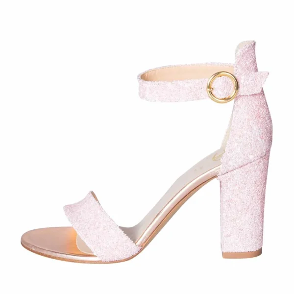 Sandali sposa rosa cipria glitter pastello made in italy tacco 9 cm