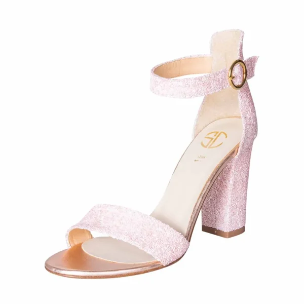 Sandali sposa rosa cipria glitter pastello made in italy tacco 9 cm