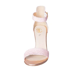 Sandali sposa rosa cipria glitter pastello made in italy tacco 9 cm