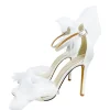 Sandali sposa tacco alto con fiocco in organza