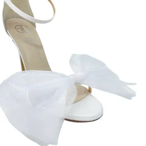 Sandali sposa tacco alto con fiocco in organza