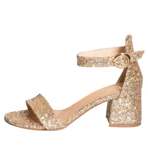 Sandali tacco basso in glitter corallo made in italy - StudioCreazioni