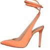 Scarpe a punta con lacci alla caviglia made in italy in raso arancio