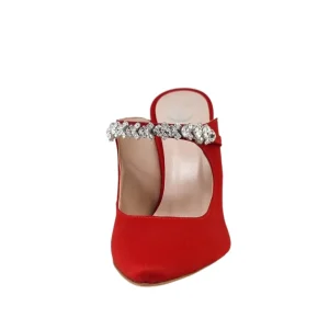 Scarpe a punta rosse con strass su collo piede