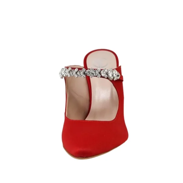 Scarpe a punta rosse con strass su collo piede