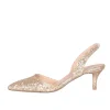 Scarpe a punta tacco 5 glitter platino