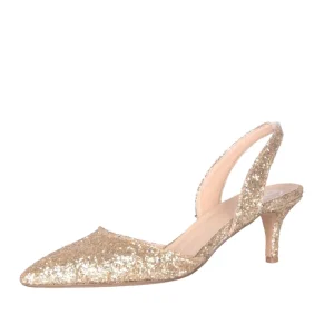 Scarpe a punta tacco 5 glitter platino
