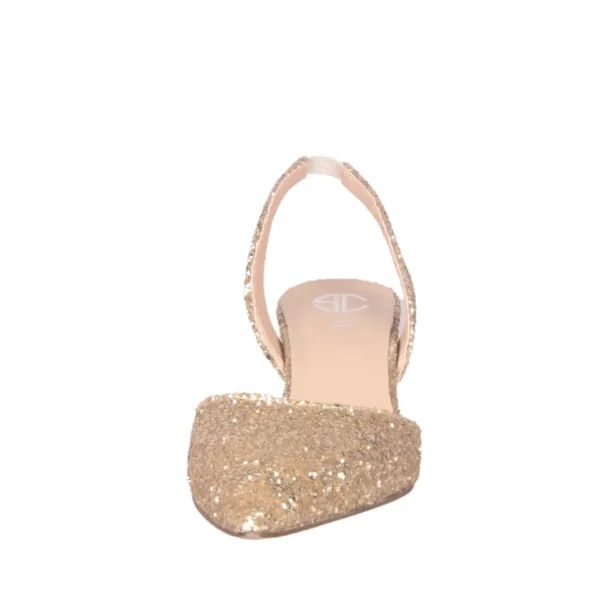 Scarpe a punta tacco 5 glitter platino