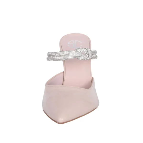 Scarpe a punta vernice nude con strass